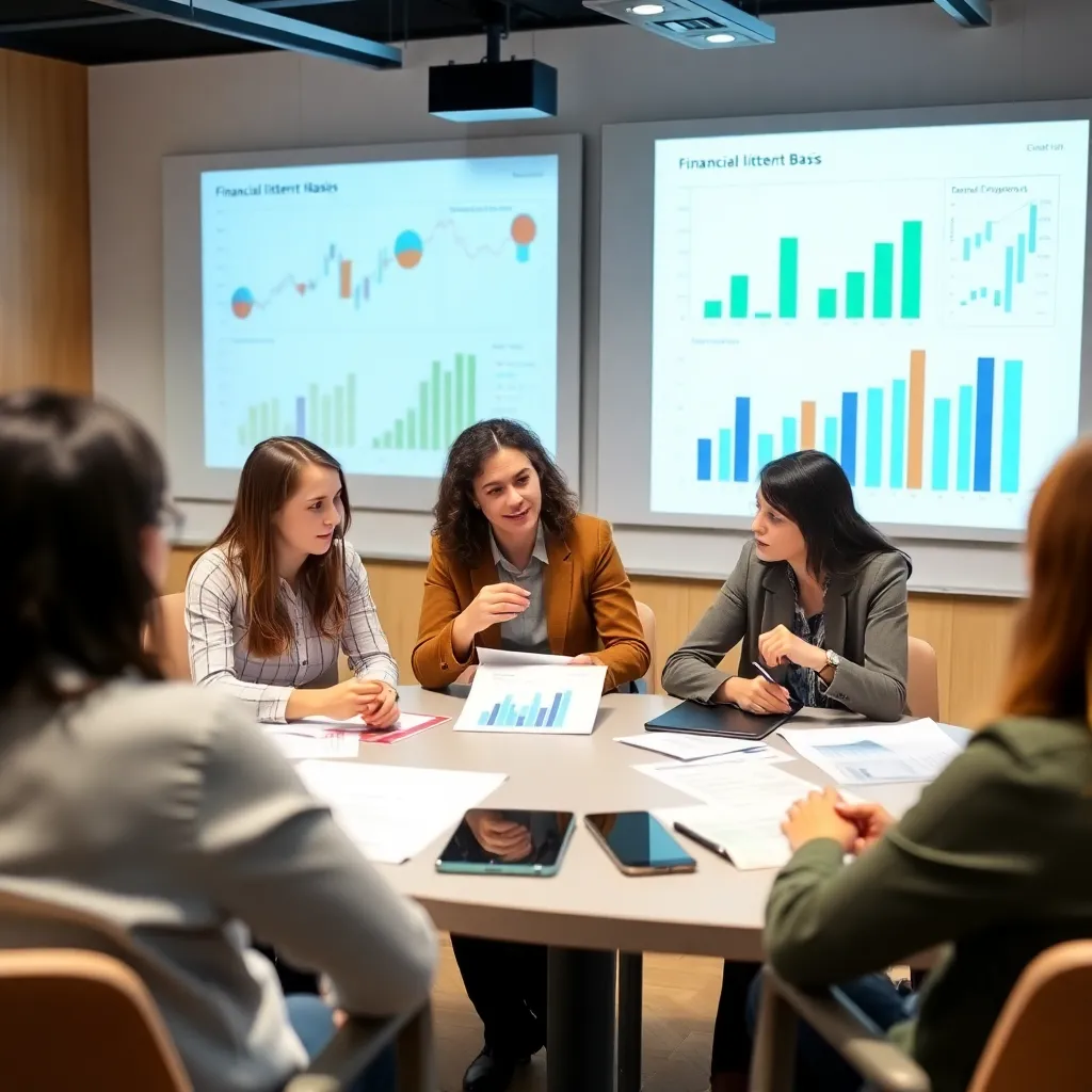 Workshop-Teilnehmer lernen gemeinsam über Finanzen