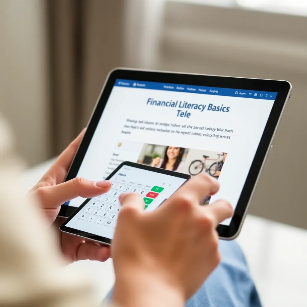 Person nutzt einen Finanzrechner auf einem Tablet